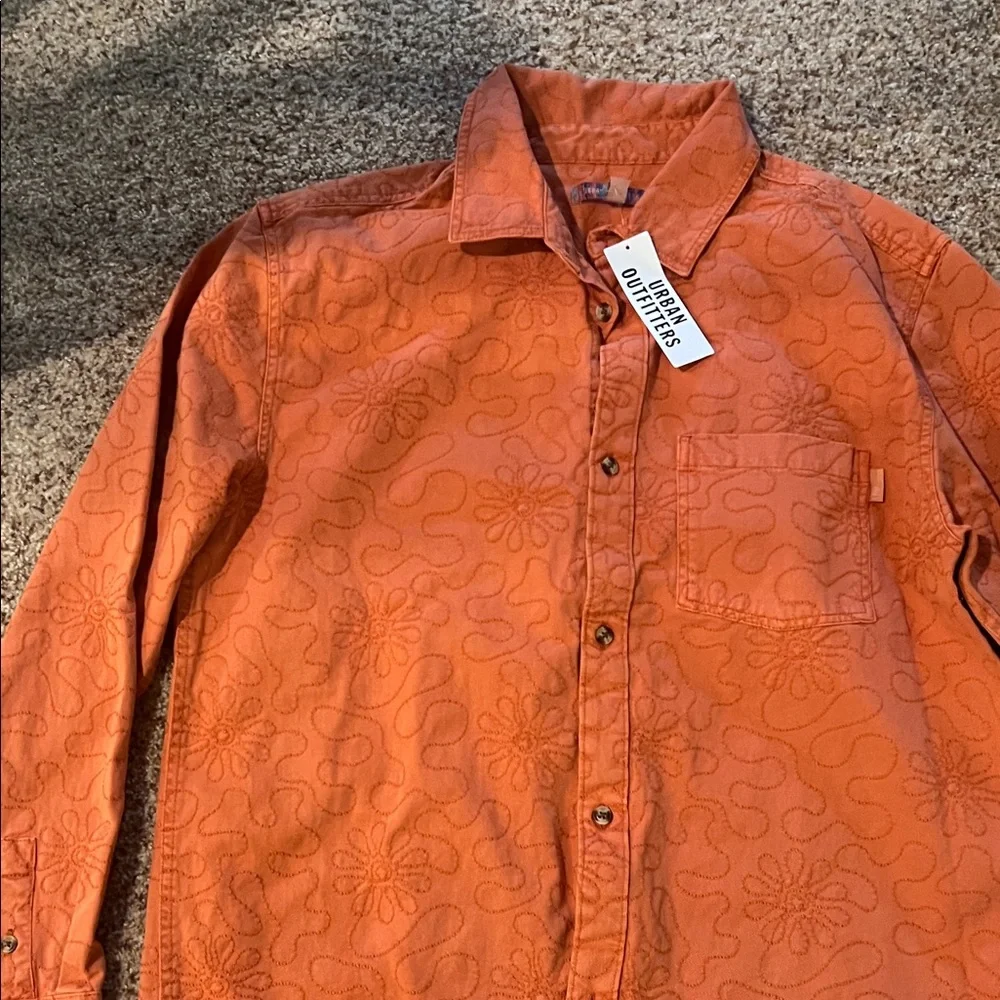 Orange Patterned Button-Up Shirt - Picture 1 of 2